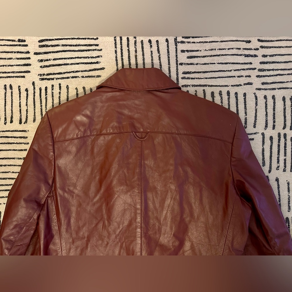 Etienne Aigner Burgundy Leather Jacket - Picture 9 of 9